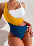 Fashion Shaping Color Block One Piece Swimsuit