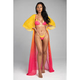 Three Piece Gradient Bikini Swimsuit And Veil