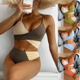 Polyester Bikini Stripe Split Ladies Swimwear - bikiniSTORE123